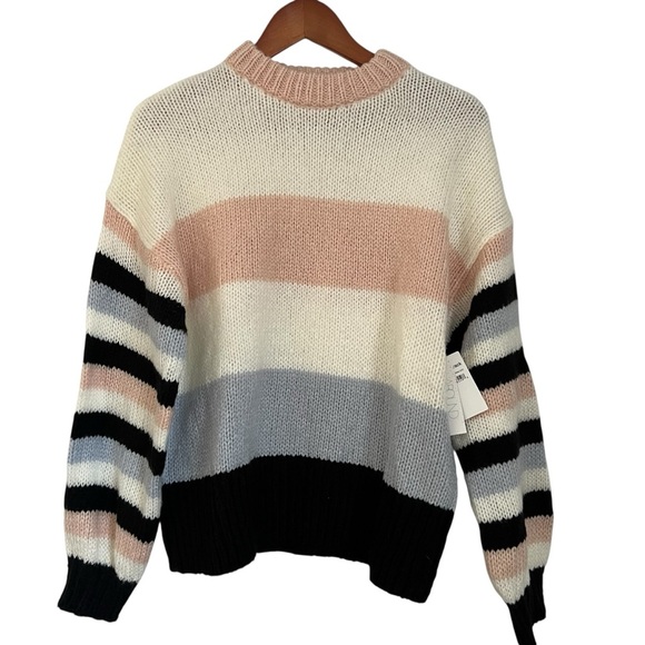 Abound Sweaters - Abound Women's Oversized Striped Sweater - Cream, Pink, Gray, Black